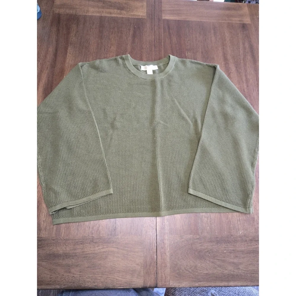 Michael Kors Olive Green Textured Knit Sweater – Size XL